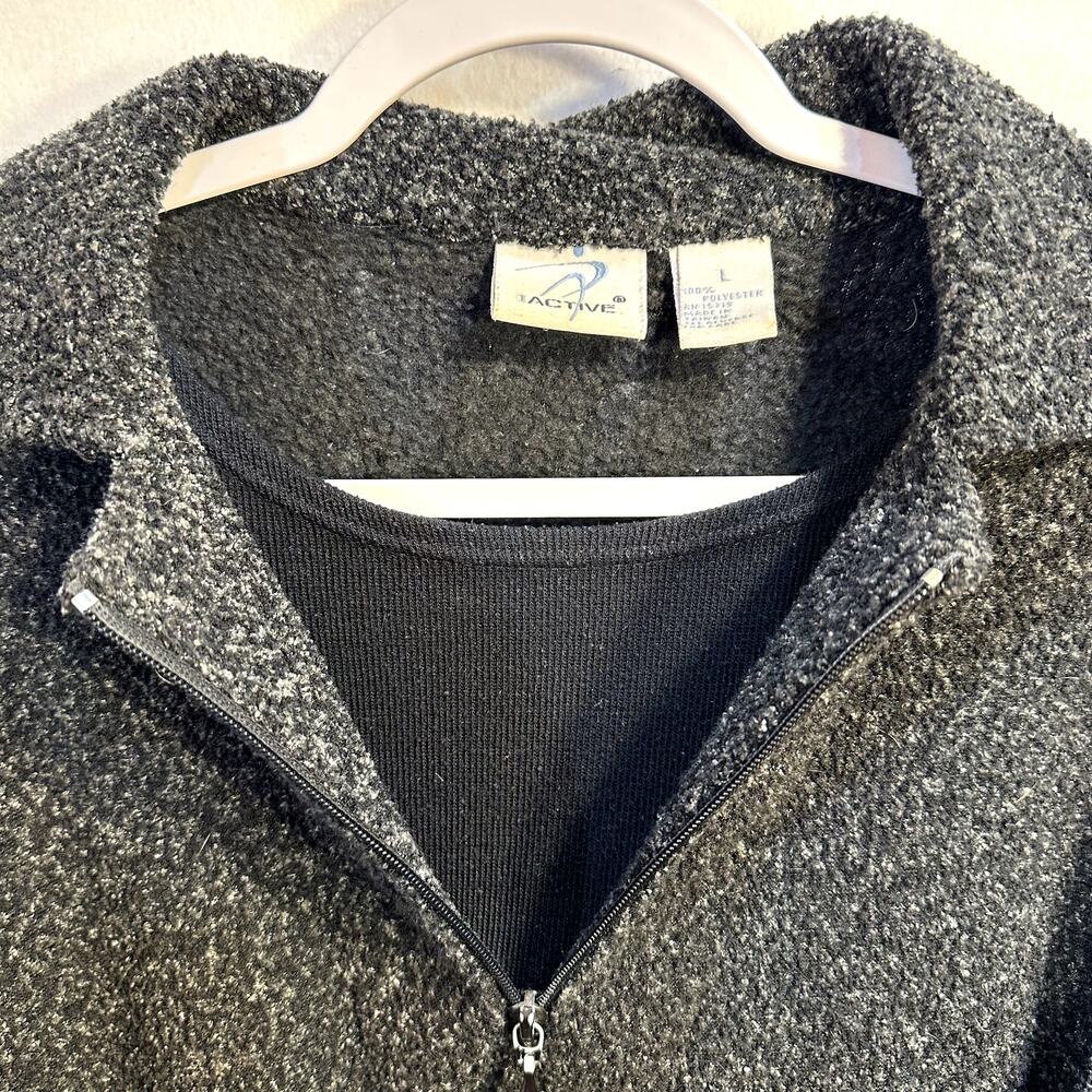 I Active 1/4 Zip Pullover Sweater Top Womens L Gray Heathered Layered Lined Soft - Picture 12 of 12